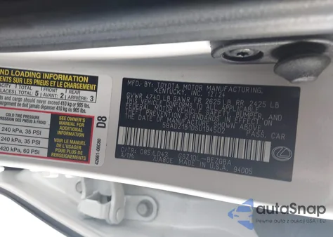 2025 Lexus Es 350 z USA, uszkodzony, nr VIN 58ADZ1B10SU194502